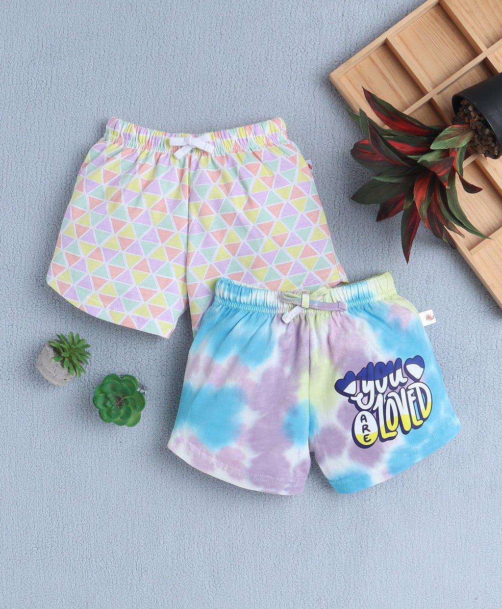 Bumzee Multi Tie & Dye Shorts, Pack of 2, 100% Cotton
