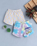 Bumzee Multi Tie & Dye Shorts, Pack of 2, 100% Cotton