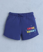Bumzee Indigo & Magenta Graphic Print Shorts, Pack of 2, 100% Cotton