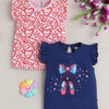 BUMZEE Navy & Pink Girls Sleeveless T-Shirt Pack Of 2