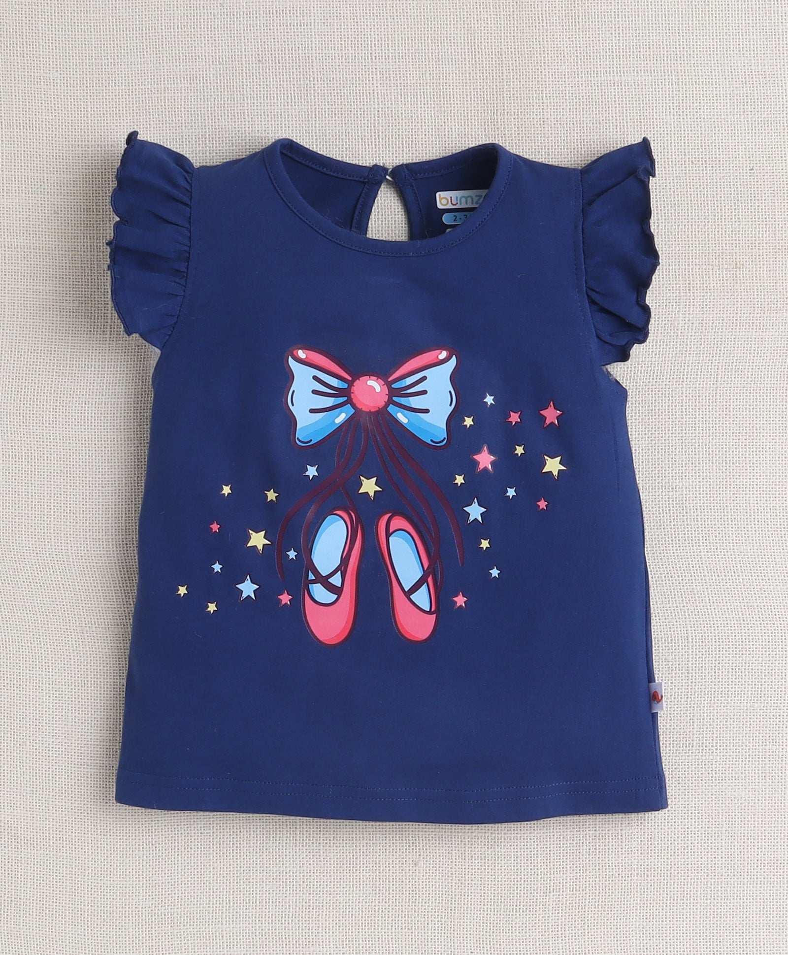 BUMZEE Navy & Pink Girls Sleeveless T-Shirt Pack Of 2