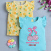 BUMZEE Blue & Yellow Girls Cap Sleeves T-Shirt Pack Of 2