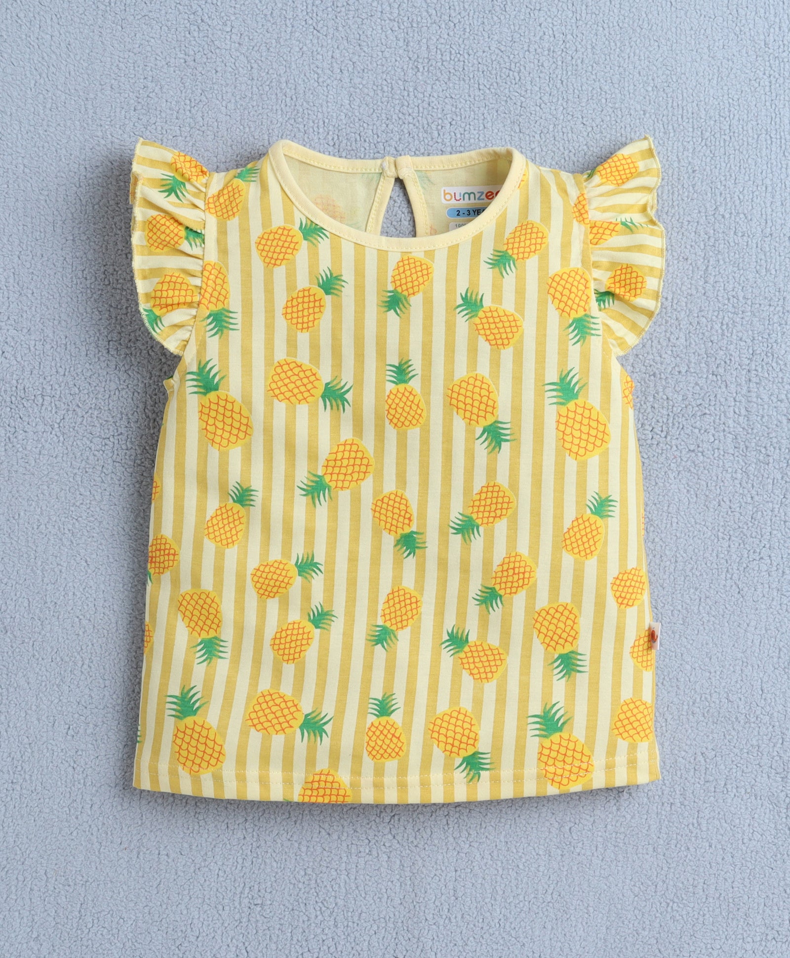 BUMZEE Blue & Yellow Girls Cap Sleeves T-Shirt Pack Of 2
