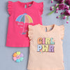 BUMZEE Peach & Pink Girls Sleeveless T-Shirt Pack Of 2