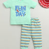 Mint Green Boys Half Sleeves Cotton T-Shirt & Pyjama Set