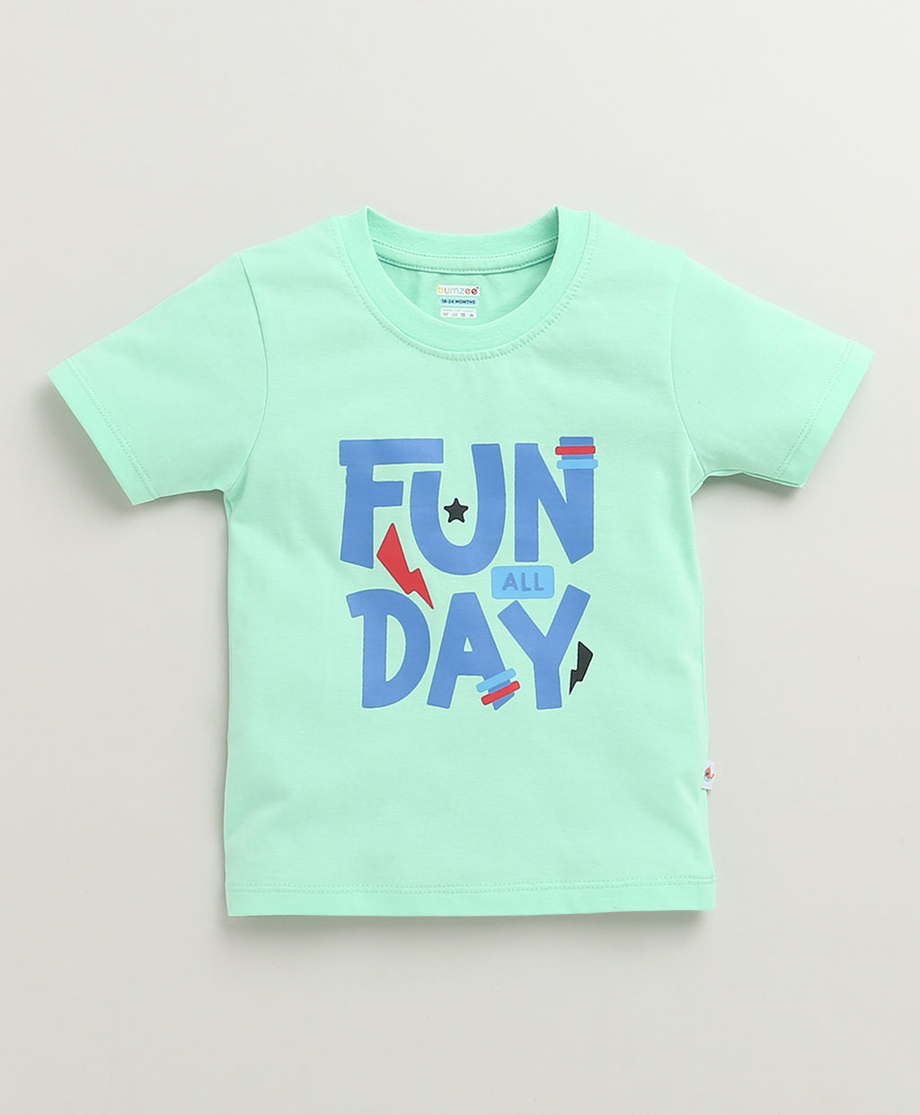 Bumzee Mint Green Striped T-Shirt & Pyjama Set, Half Sleeves, 100% Cotton