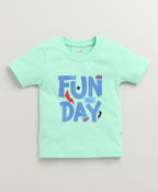 Bumzee Mint Green Striped T-Shirt & Pyjama Set, Half Sleeves, 100% Cotton