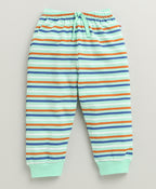 Bumzee Mint Green Striped T-Shirt & Pyjama Set, Half Sleeves, 100% Cotton