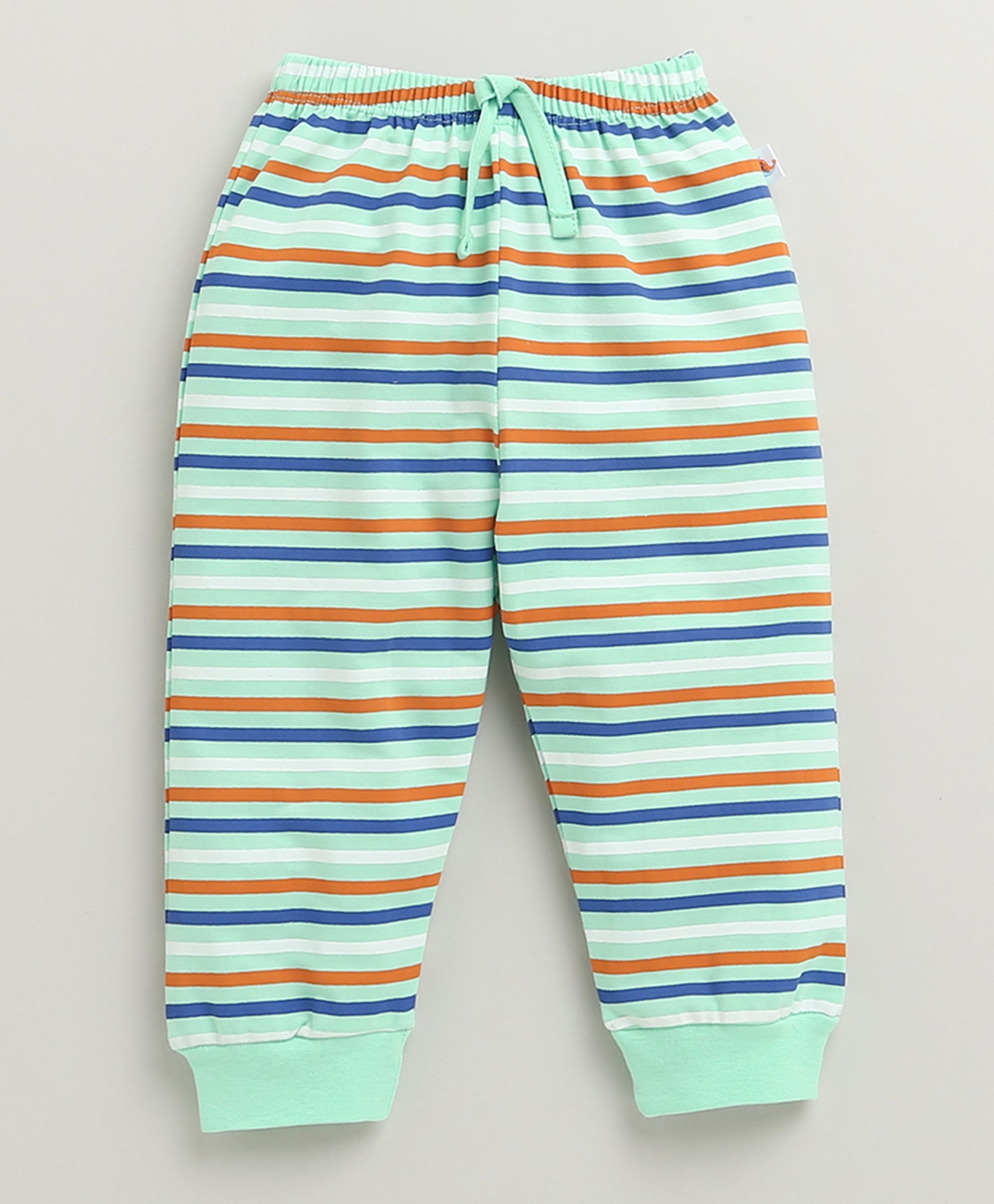 Boys 100% Cotton Stripes T-Shirt & Pyjama Set - Mint Green