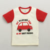 Boys 100% Cotton Graphic T-Shirt & Pyjama Set - Cream