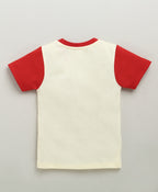 Bumzee Cream Graphic Print T-Shirt & Pyjama Set, Half Sleeves, 100% Cotton