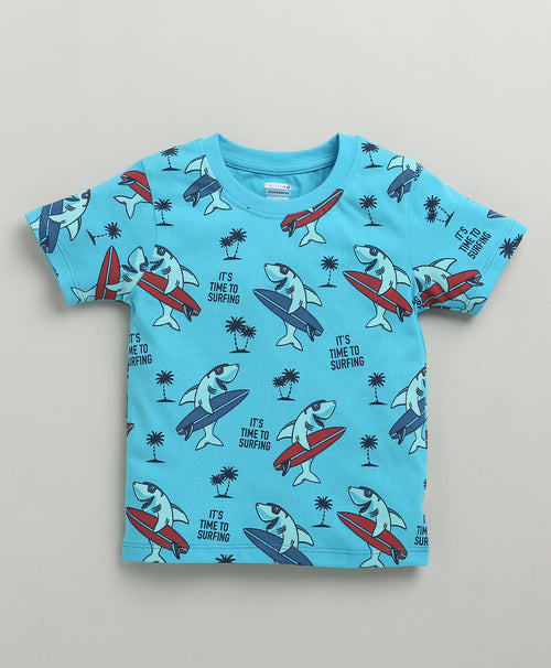 Boys 100% Cotton Animal T-Shirt & Pyjama Set - Blue