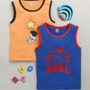 BUMZEE Royal Blue & Orange Boys Sleeveless Cotton T-Shirts Pack Of 2