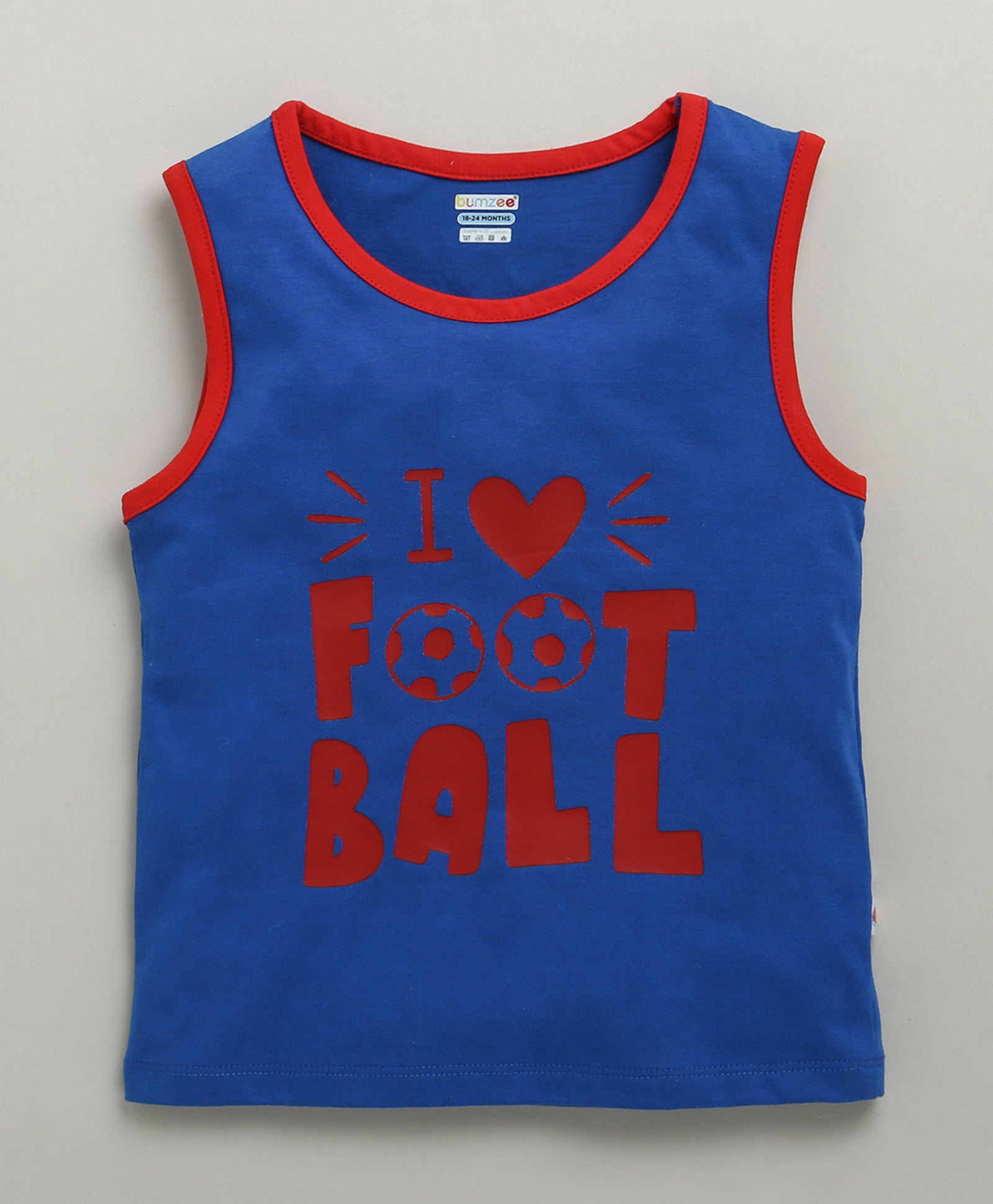 BUMZEE Royal Blue & Orange Boys Sleeveless Cotton T-Shirts Pack Of 2