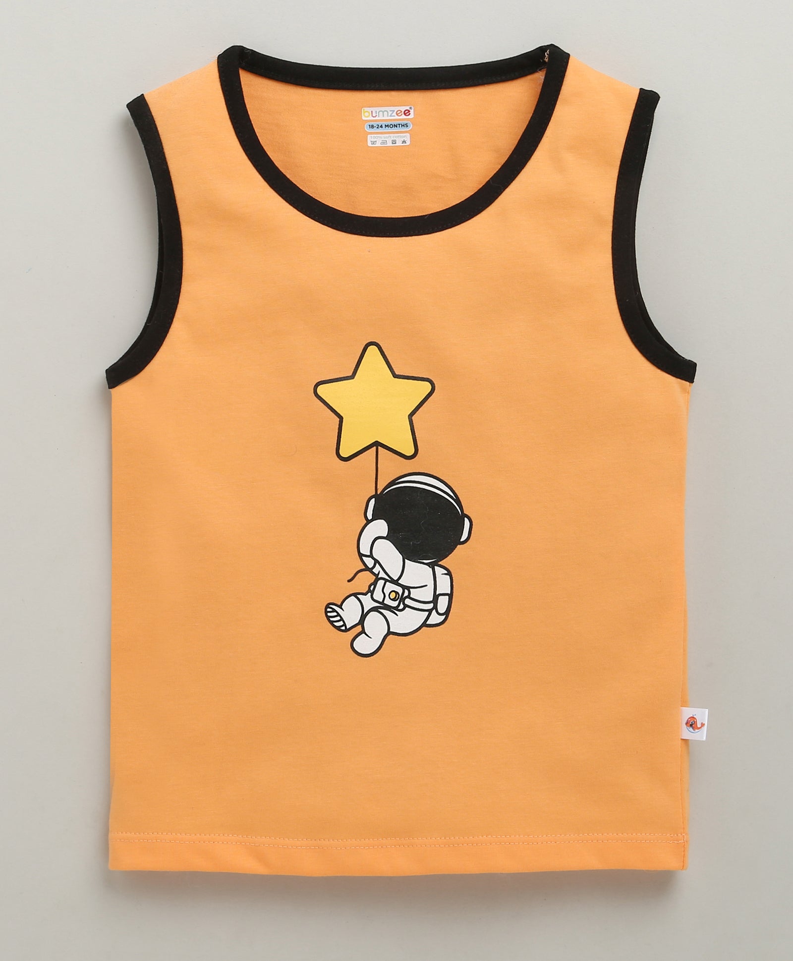 BUMZEE Royal Blue & Orange Boys Sleeveless Cotton T-Shirts Pack Of 2