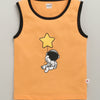 BUMZEE Royal Blue & Orange Boys Sleeveless Cotton T-Shirts Pack Of 2