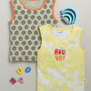 BUMZEE Yellow & Olive Boys Sleeveless Cotton T-Shirts Pack Of 2