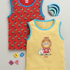 BUMZEE Yellow & Red Boys Sleeveless Cotton T-Shirts Pack Of 2