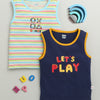 BUMZEE Navy & Multi Boys Sleeveless Cotton T-Shirts Pack Of 2
