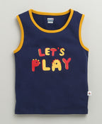 Bumzee Navy & Multi Striped T-Shirt, Pack of 2, Sleeveless, 100% Cotton