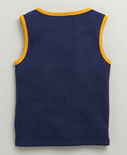 Bumzee Navy & Multi Striped T-Shirt, Pack of 2, Sleeveless, 100% Cotton