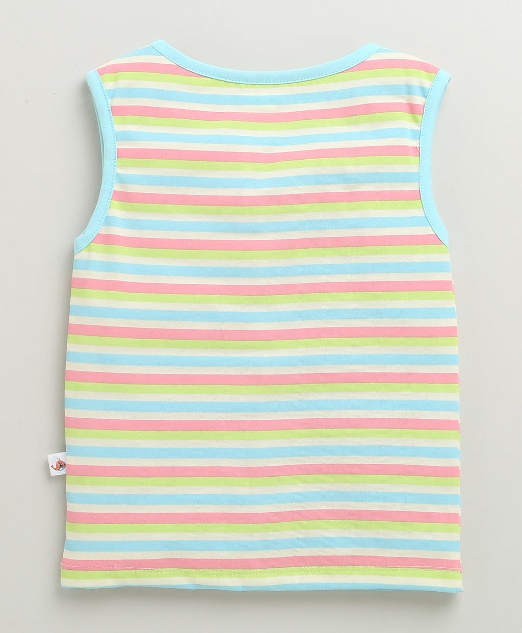 Bumzee Navy & Multi Striped T-Shirt, Pack of 2, Sleeveless, 100% Cotton