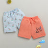 BUMZEE Coral & Sky Blue Boys Shorts Pack Of 2