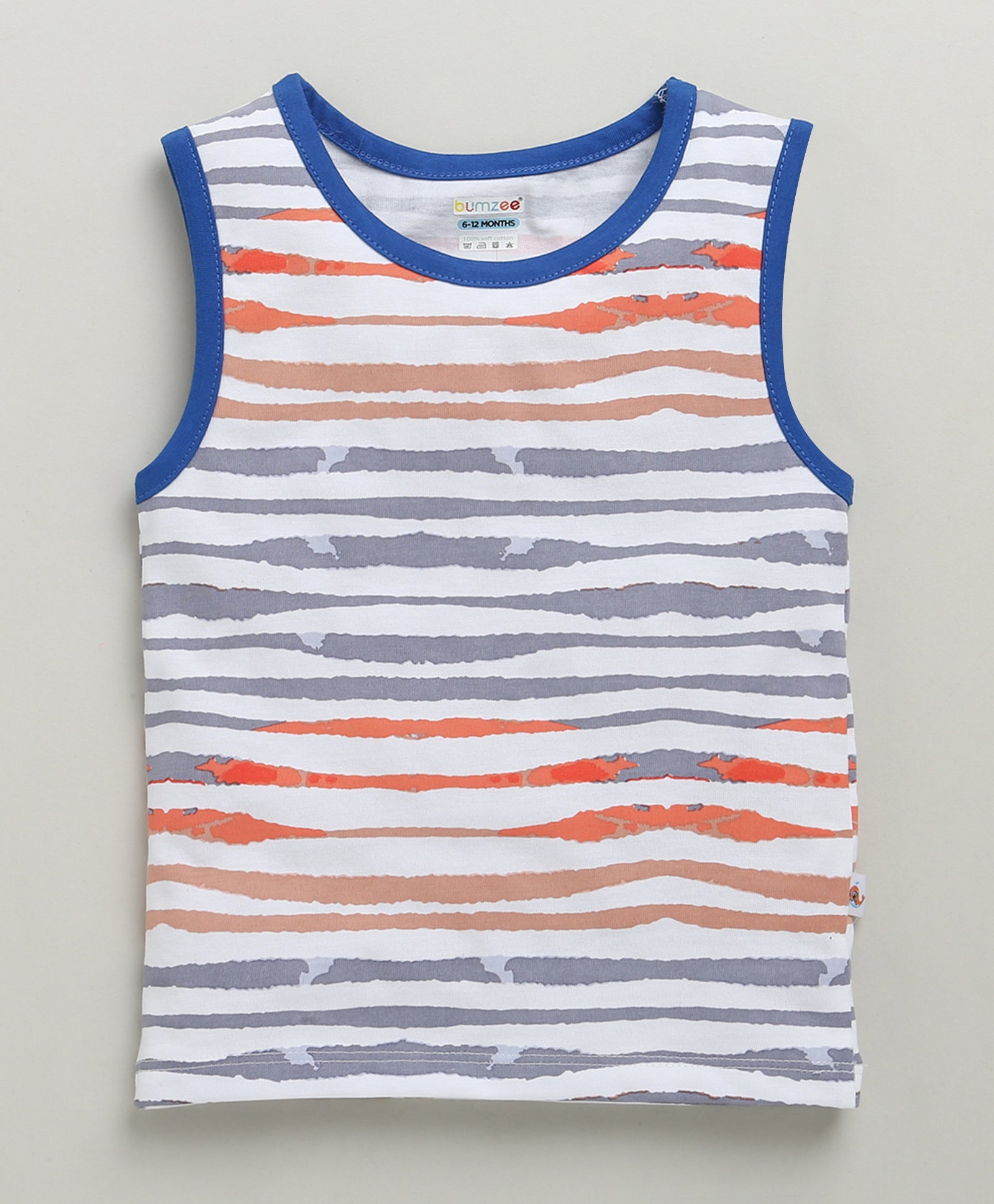 BUMZEE White & Royal Blue Boys Sleeveless T-Shirt & Short Set