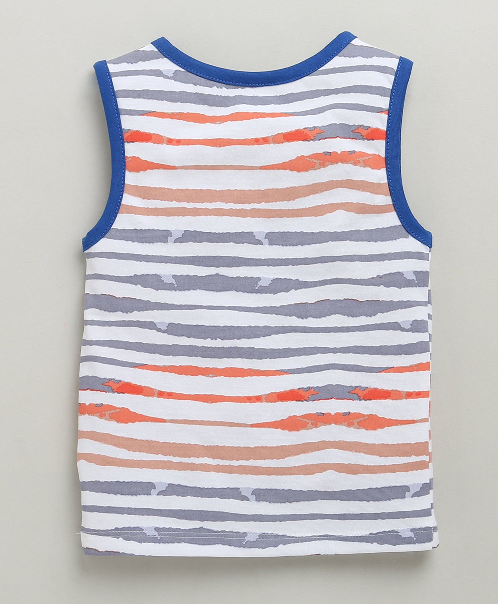 BUMZEE White & Royal Blue Boys Sleeveless T-Shirt & Short Set