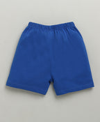 Bumzee White & Royal Blue Striped T-Shirt & Short Set, Sleeveless, 100% Cotton (Style Peb10334)