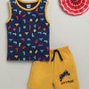BUMZEE Navy & Yellow Boys Sleeveless T-Shirt & Short Set