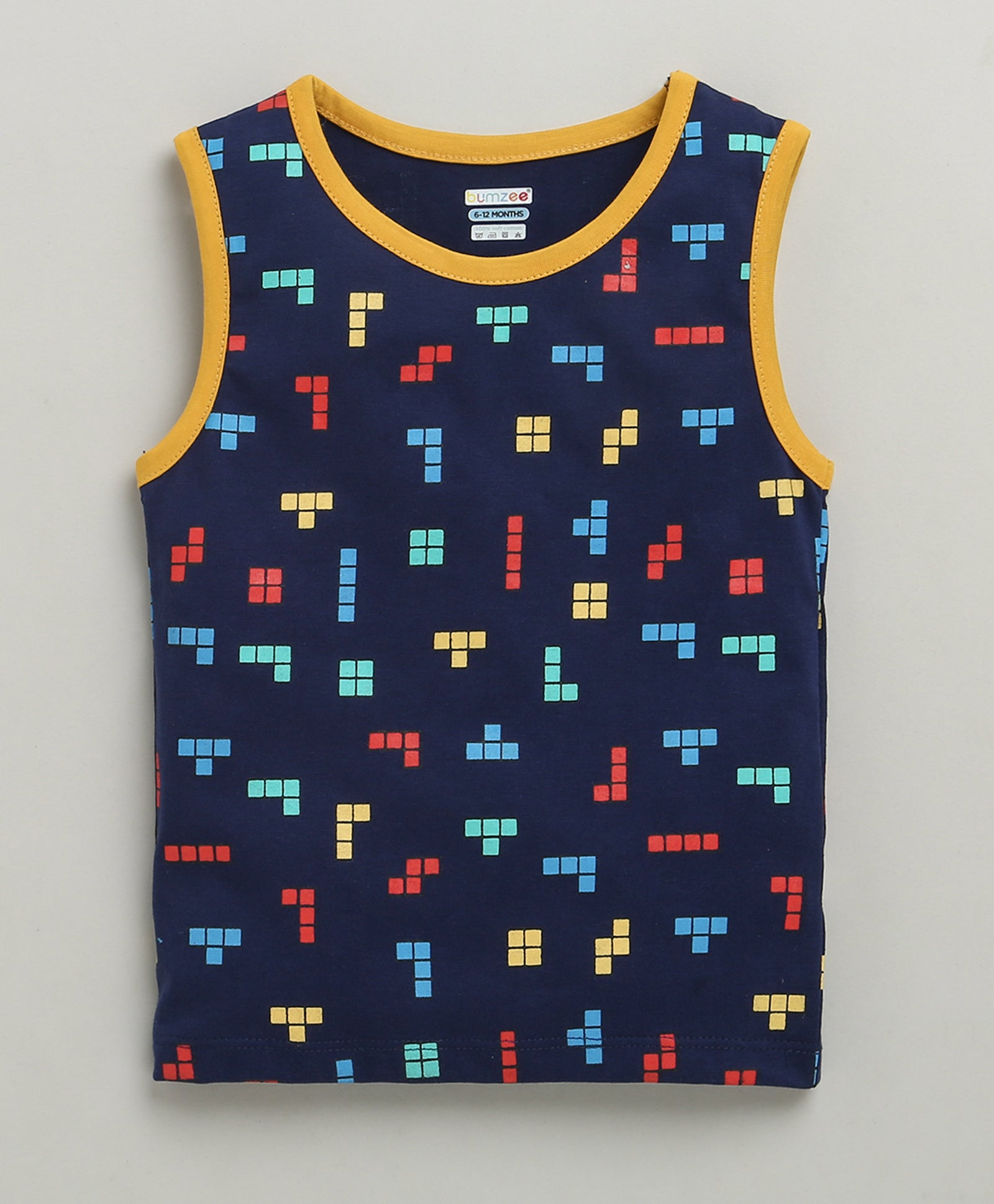 BUMZEE Navy & Yellow Boys Sleeveless T-Shirt & Short Set