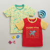 BUMZEE Red & Yellow Boys Half Sleeves Cotton T-Shirts Pack Of 2