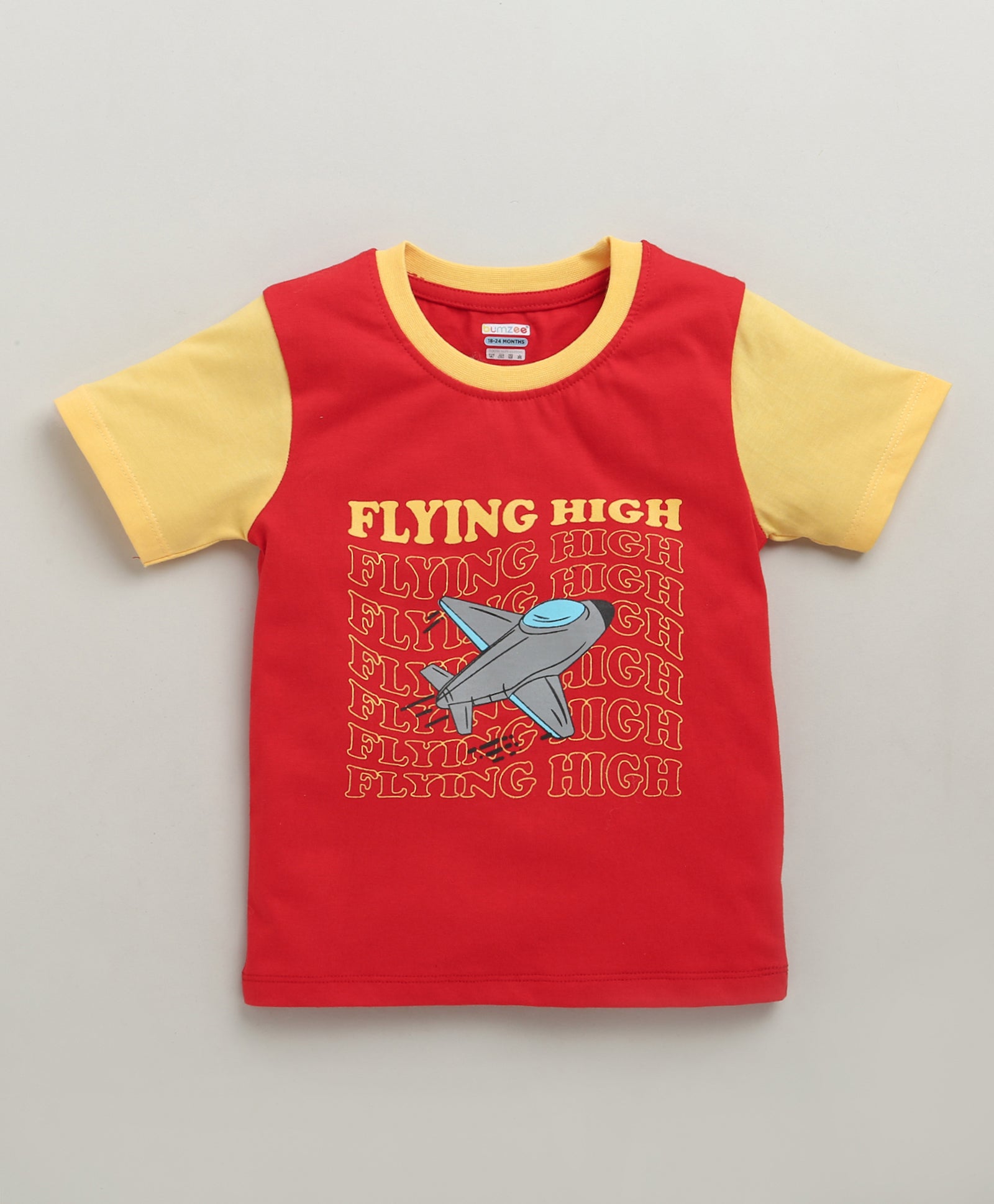 BUMZEE Red & Yellow Boys Half Sleeves Cotton T-Shirts Pack Of 2
