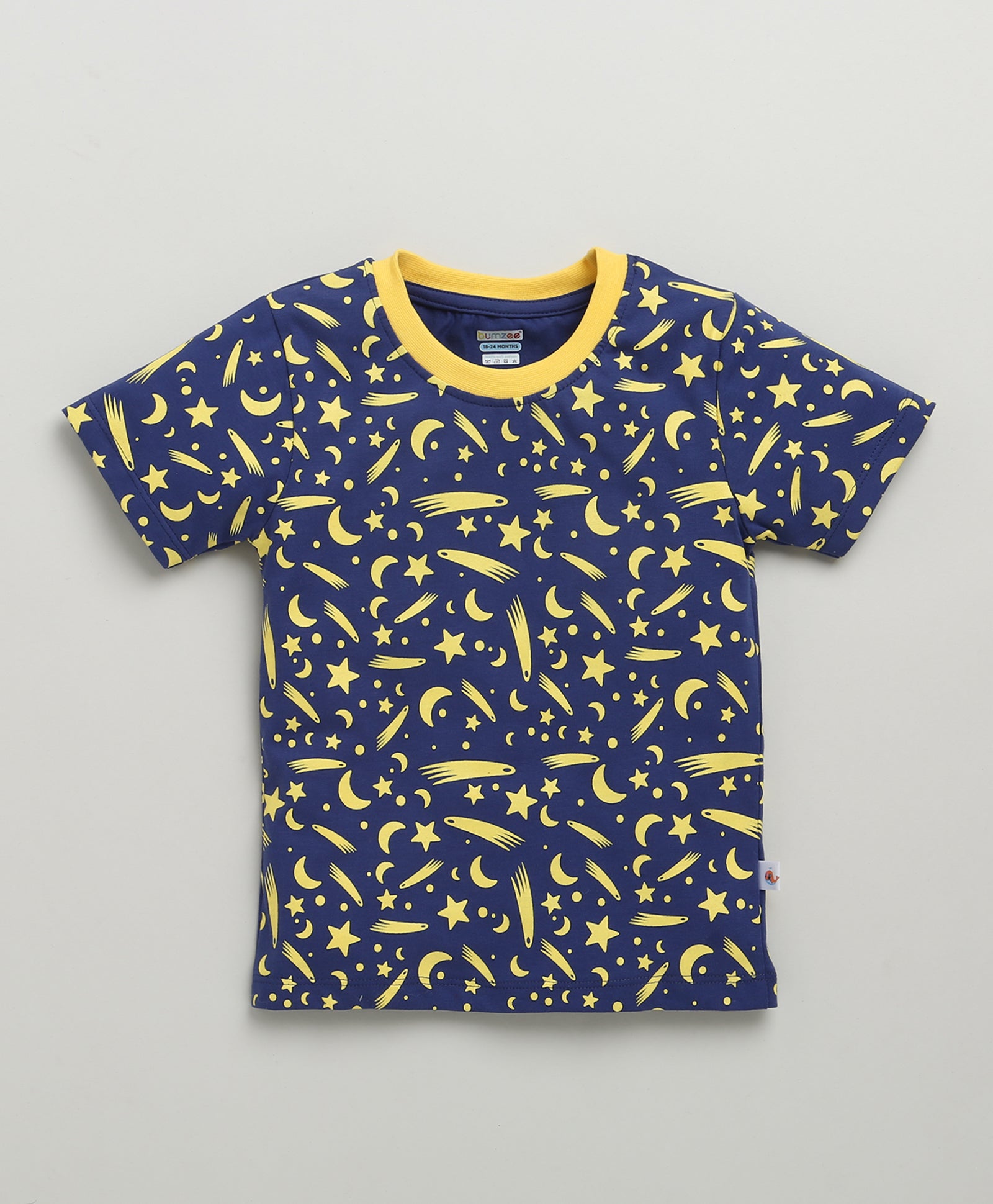 BUMZEE Indigo & Multi Boys Half Sleeves Cotton T-Shirts Pack Of 2