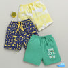 BUMZEE Green & Yellow Boys Shorts Pack Of 3