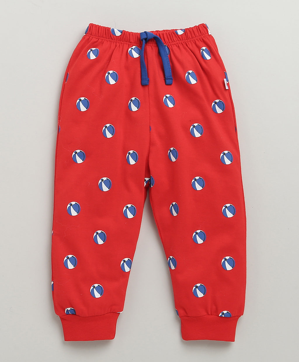 Bumzee Royal Blue & Red Graphic Print T-Shirt & Pyjama Set, Full Sleeves