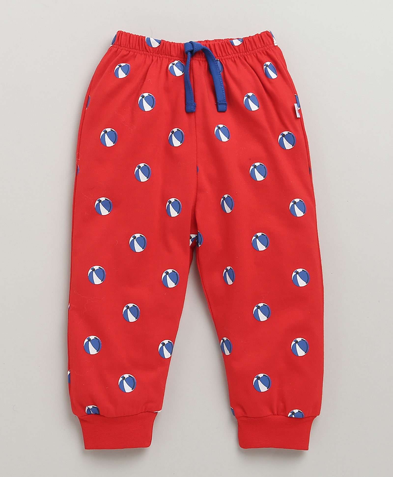Boys 100% Cotton Graphic T-Shirt & Pyjama Set - Royal Blue & Red