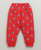 Bumzee Royal Blue & Red Graphic Print T-Shirt & Pyjama Set, Full Sleeves