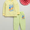 Boys 100% Cotton Stripes T-Shirt & Pyjama Set - Yellow & Lime Green