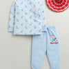 Boys 100% Cotton Animal T-Shirt & Pyjama Set - Sky Blue