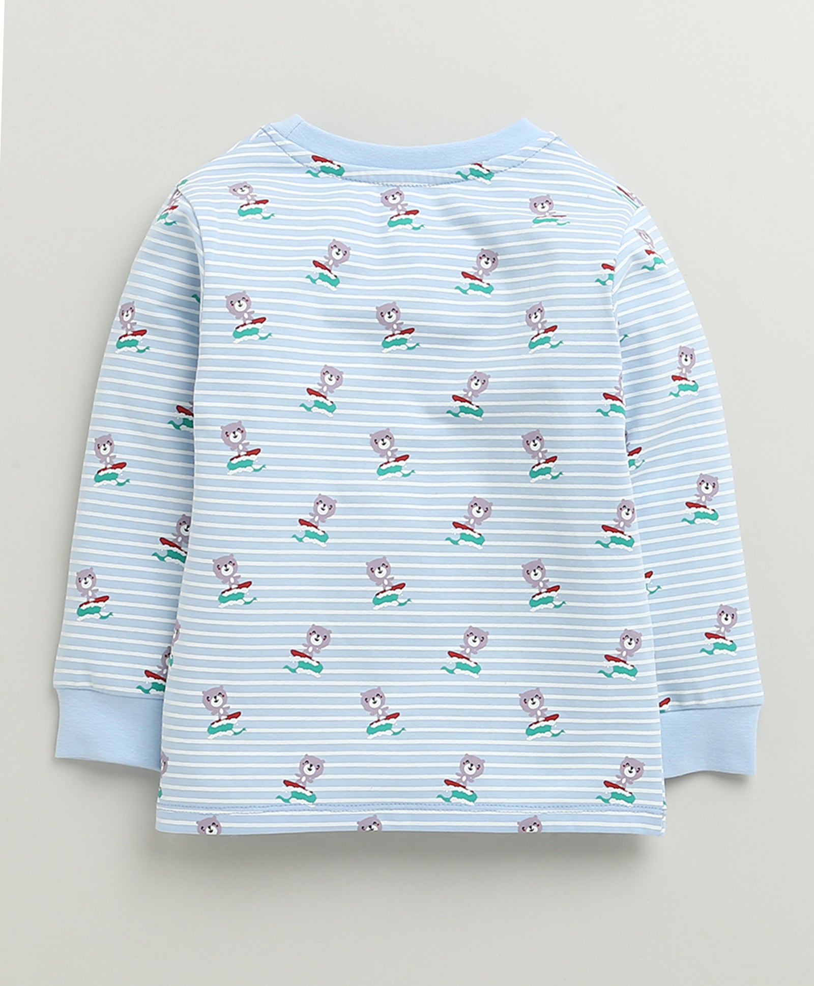 Boys 100% Cotton Animal T-Shirt & Pyjama Set - Sky Blue