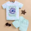 BUMZEE Aqua Blue Boys Half Sleeves T-Shirt & Short Set