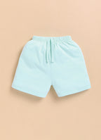 Bumzee Aqua Blue Tie & Dye T-Shirt & Short Set, Half Sleeves, 100% Cotton (Style Peb11241)