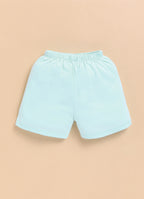 Bumzee Aqua Blue Tie & Dye T-Shirt & Short Set, Half Sleeves, 100% Cotton (Style Peb11241)