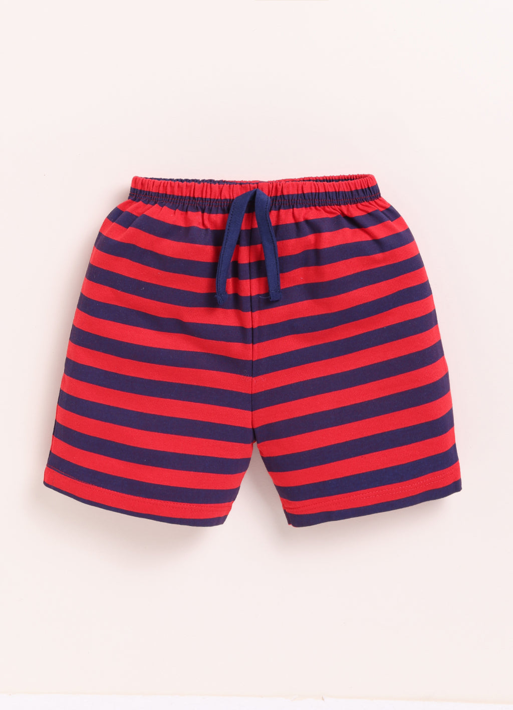 Bumzee Navy & Red Animal Print T-Shirt & Short Set, Half Sleeves, 100% Cotton