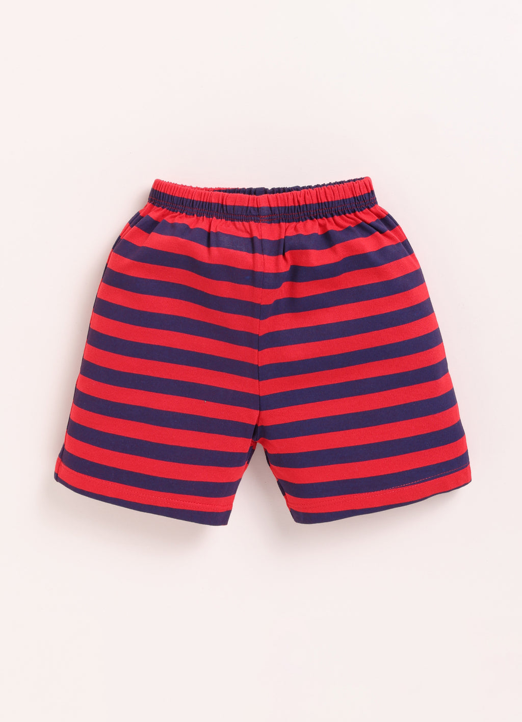 Bumzee Navy & Red Animal Print T-Shirt & Short Set, Half Sleeves, 100% Cotton