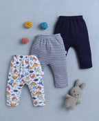 Bumzee Navy & White Animal Print Diaper Pants, Pack of 3, 100% Cotton