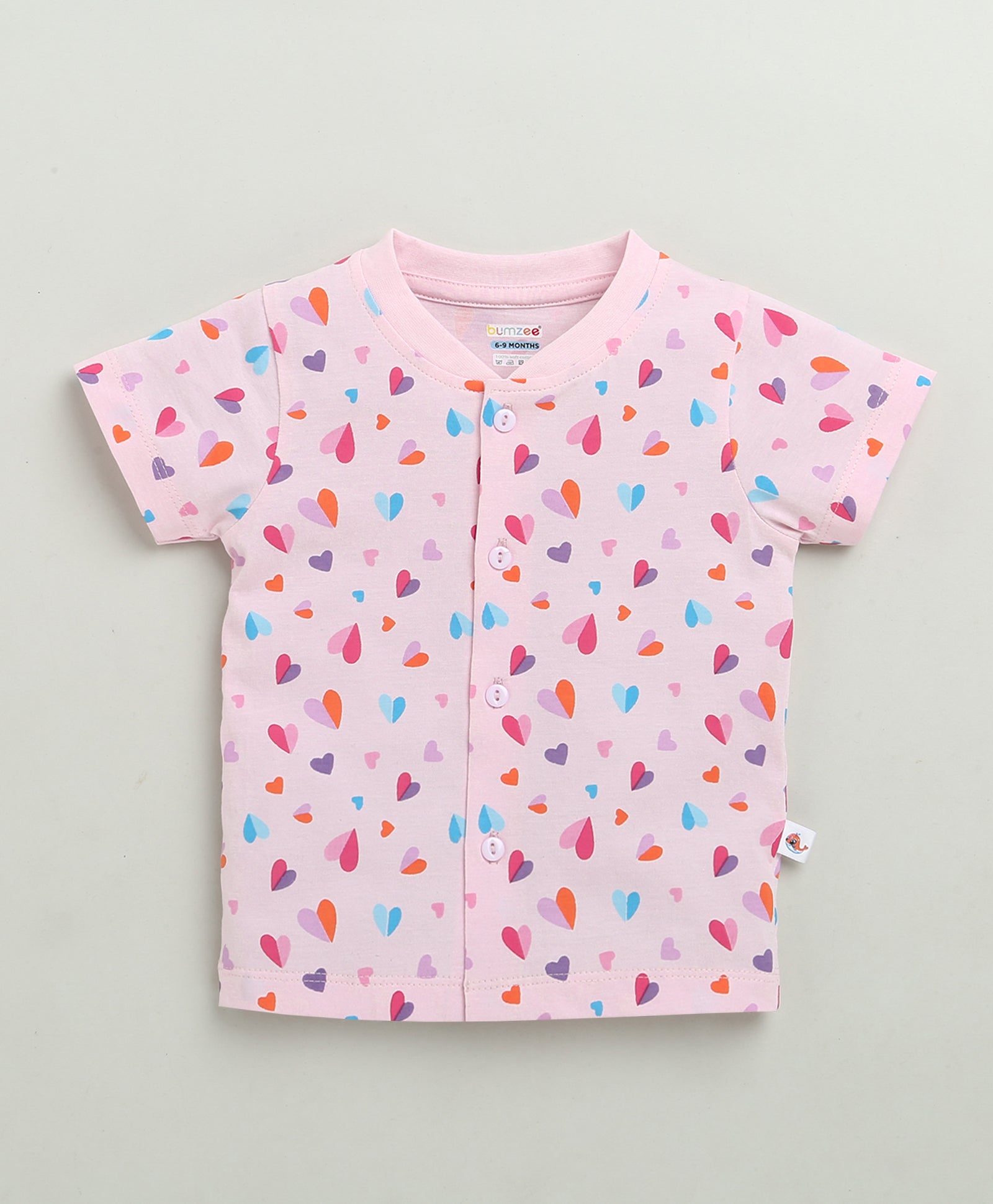 BUMZEE Pink Baby Girls Half Sleeves Jabla & Short Set
