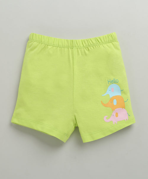 BUMZEE Baby Pink & Green Girls Shorts Pack Of 2